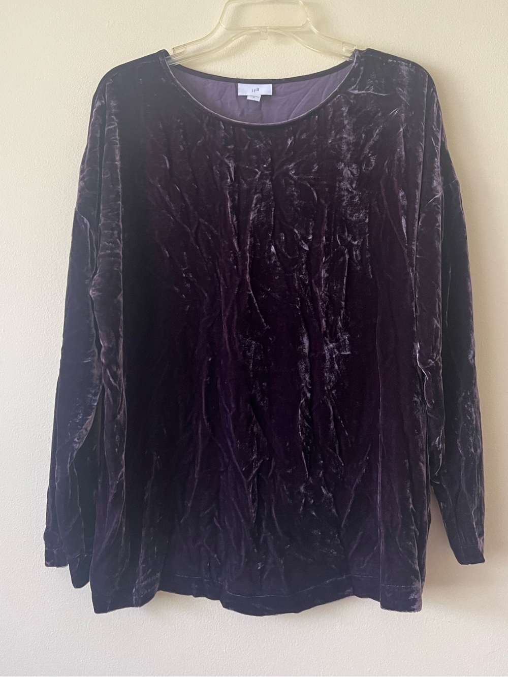 J Jill silk blend purple velvet long sleeve scoop neck top medium